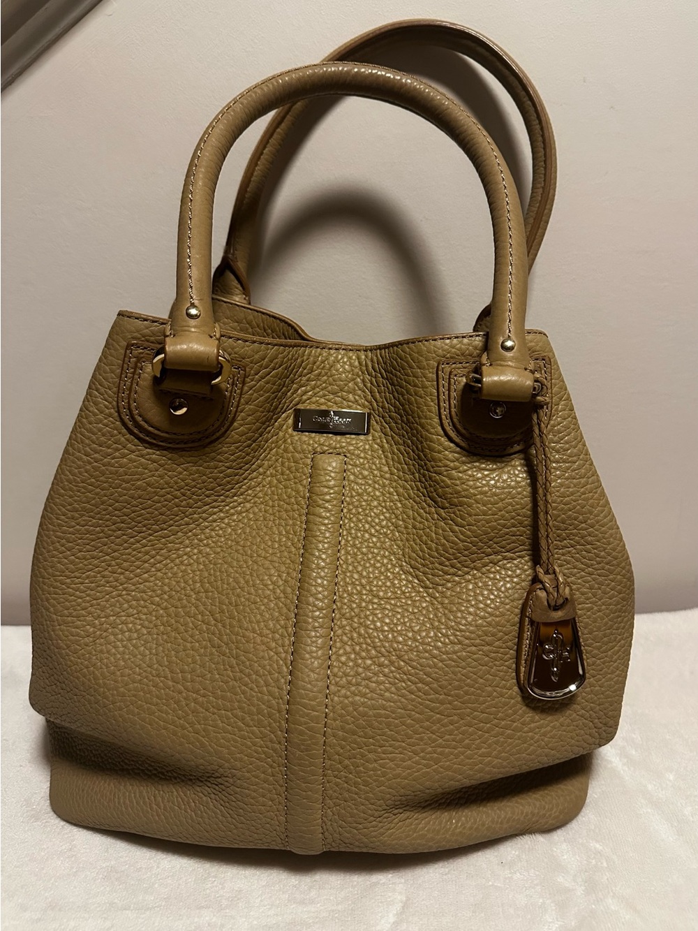 Cole Haan Pebbled Leather Shoulder Tote in Tan